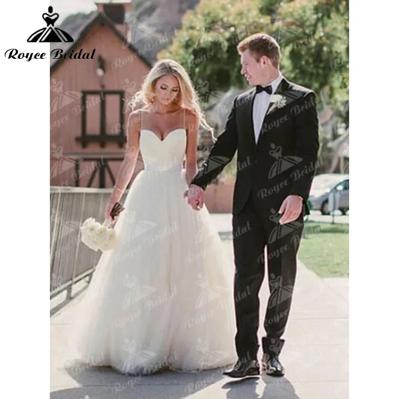 

robe de mariée Simple Spaghetti Straps Sweetheart Off the Shoulder Ball Gown Beach Wedding Dresses vestido de noiva princesa