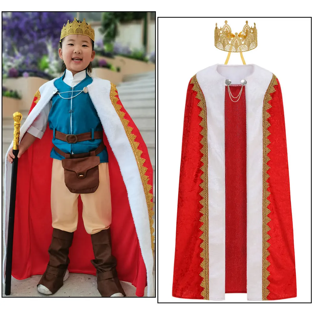 

Карнавальный костюм принца для мальчиков: плащ-накидка для дня рождения, Рождества, Хэллоуина, для малышей