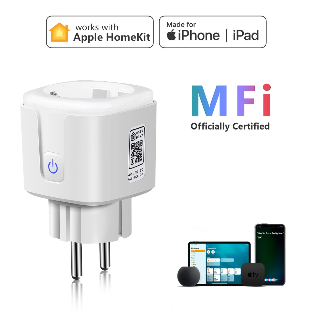 Homekit Smart Home WIFI Switch LED Bulb EU Power Stocket Plug Siri Voice Control Wall Outlet for Apple Homekit Wireless Remote