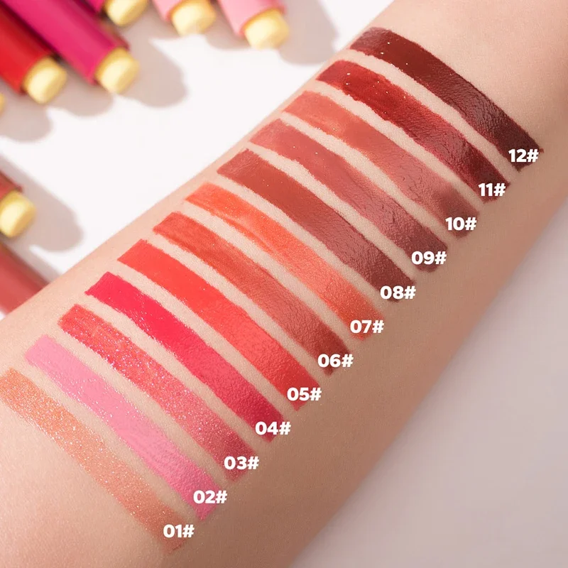 Sdotter Beauty Glazed 12 สี Shimmering Juicy ลิปสติก Moisturizing ผู้หญิง Lip Shining Lip แต่งหน้าอวบอิ่มสาวของขวัญ