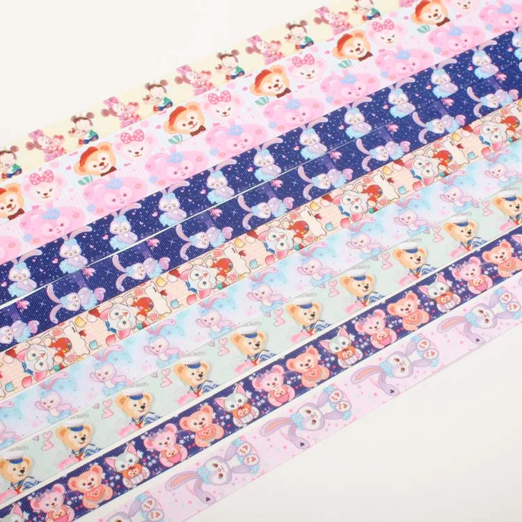 50 yards Disney Bear Cartoon Ribbon Duffy ShellieMay printed grosgrain ribbon