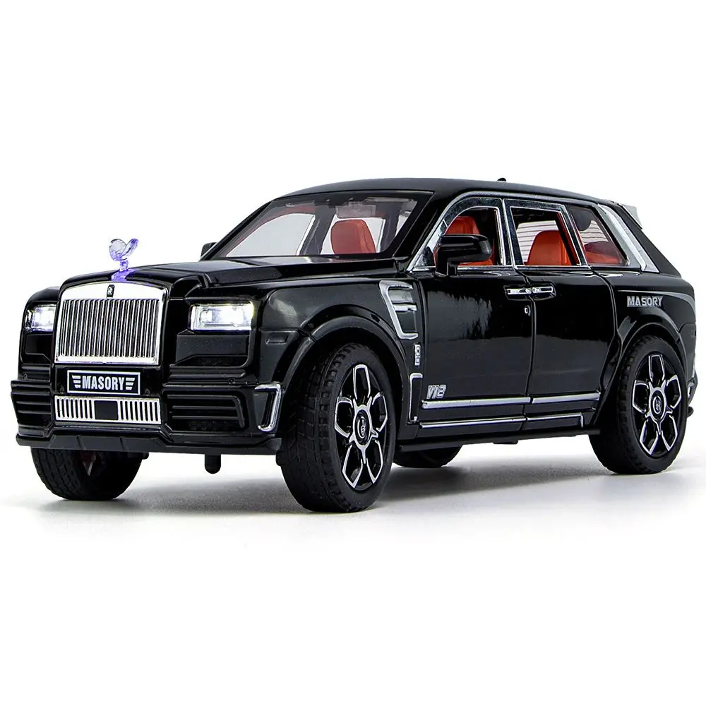 1:24 Rolls Royce Cullinan Mansory Alloy SUV Six Open Parts Four Wheel Shock Steering Light Sound Desktop Display Gift view 5