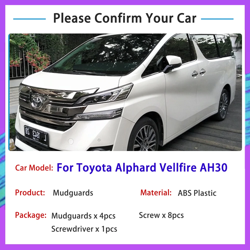 4Pcs Mudguards For Toyota Alphard Vellfire AH30 30 2016~2023 2022 Mudflap Guard Front Rear Wheels Splash Fenders Car Accessories