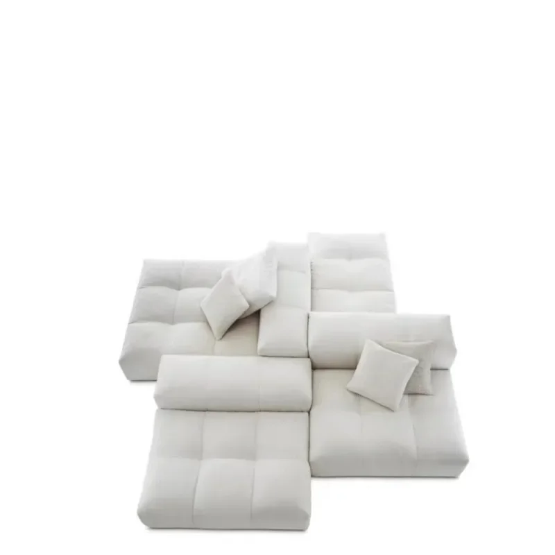 Minimalist tofu module combination cotton and linen fabric wabi-sabi style bread square design living room sofa