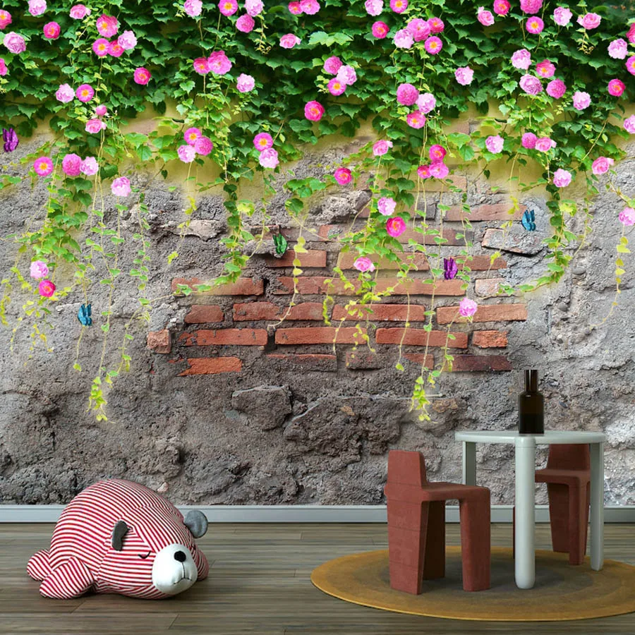 

Пользовательские обои Peel and Stick для гостиной, обои, домашний декор, контактная бумага, цветок, кирпич, ремонт мебели, фрески для телевизора