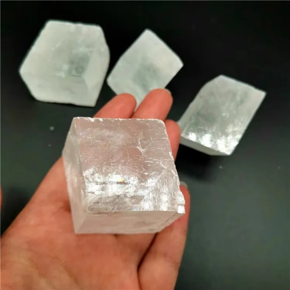 Natural White Calcite Cube Raw Crystal Healing Stones Optical Natural Mineral Calcite Crystal Quartz for Decoration and Collecti