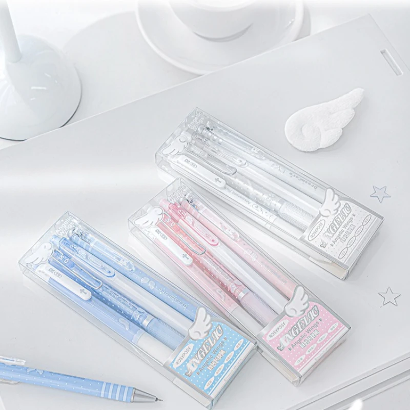 Lovely RosyPosy Angelic Series Pearlescent Angel Cute Angel 4 Pack Brush Question Pen Student Gender Neutral Kawai Supplies Gift