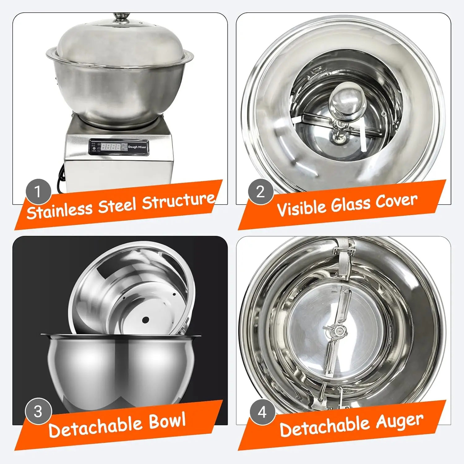 انفصال حوض نوع عجّان 5 كجم/11LB الفولاذ المقاوم للصدأ الكهربائية آلة عجان الدقيق خلاط طعام 110 فولت 750 واط