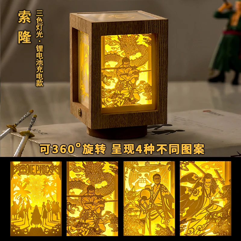 Anime uma peça luffy figura de ação luz noturna brinquedo cabeceira decoração pintura presente natal pode girar
