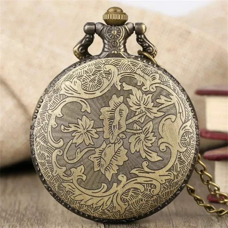Horse Fesign Bronze Quartz Pocket Watch with Pendant Necklace Gift for Men Women Pocketwatch Masculino Relogio Clock