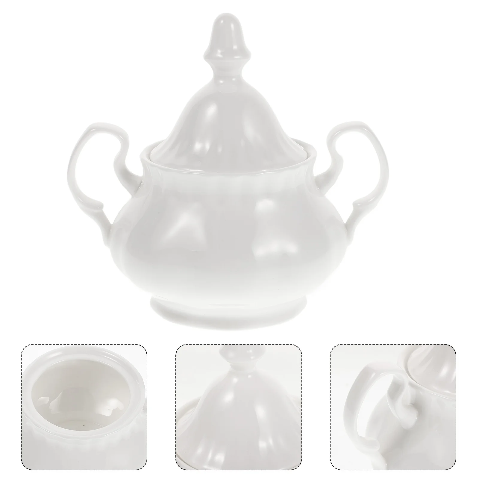 

Vintage Ceramic Sugar Bowl Coffee Pot with Lid White Porcelain Sugar Jar Tea Coffee Storage Kitchen Countertop