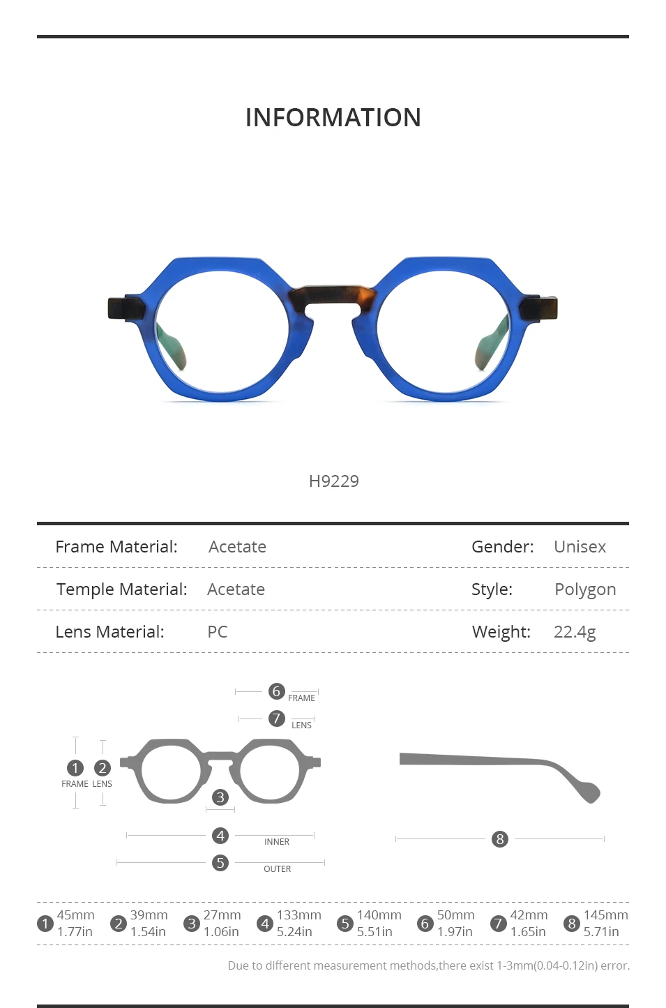 HEPIDEM Acetat Brille Rahmen Frauen Marke Designer runde Nerd Brille neue Männer dicke japanische handgemachte große Brille 9233 – Detail 18