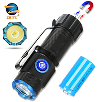 Powerful P50 Flashlight Rechargeable Pen Clip Flashlight Headlight with 16340 Battery Mini Pocket LED Torch Magnetic Work Lamp