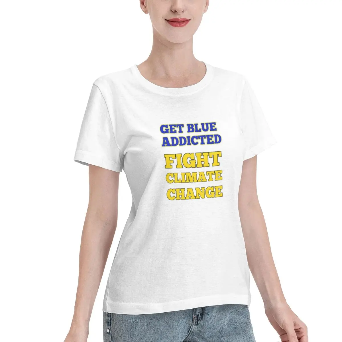 Best Seller Get Blue Addicted Fight Climate Change Women's T-shirt Modern Short Sleeve Casual Top