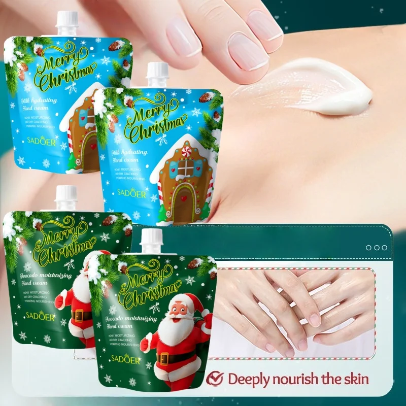 4Pcs Christmas Hand Cream Set, Two Styles to Choose from (2 Avocado Moisturizing Hand Creams, 2 Milk Moisturizing Hand Creams), Compact and Exquisite Packaging, Easy to Carry, Suitable as a Small Holiday Gift, for Christmas, Valentine's Day, to Give to Family, Friends, Colleagues, and Loved Ones as a Small Surprise