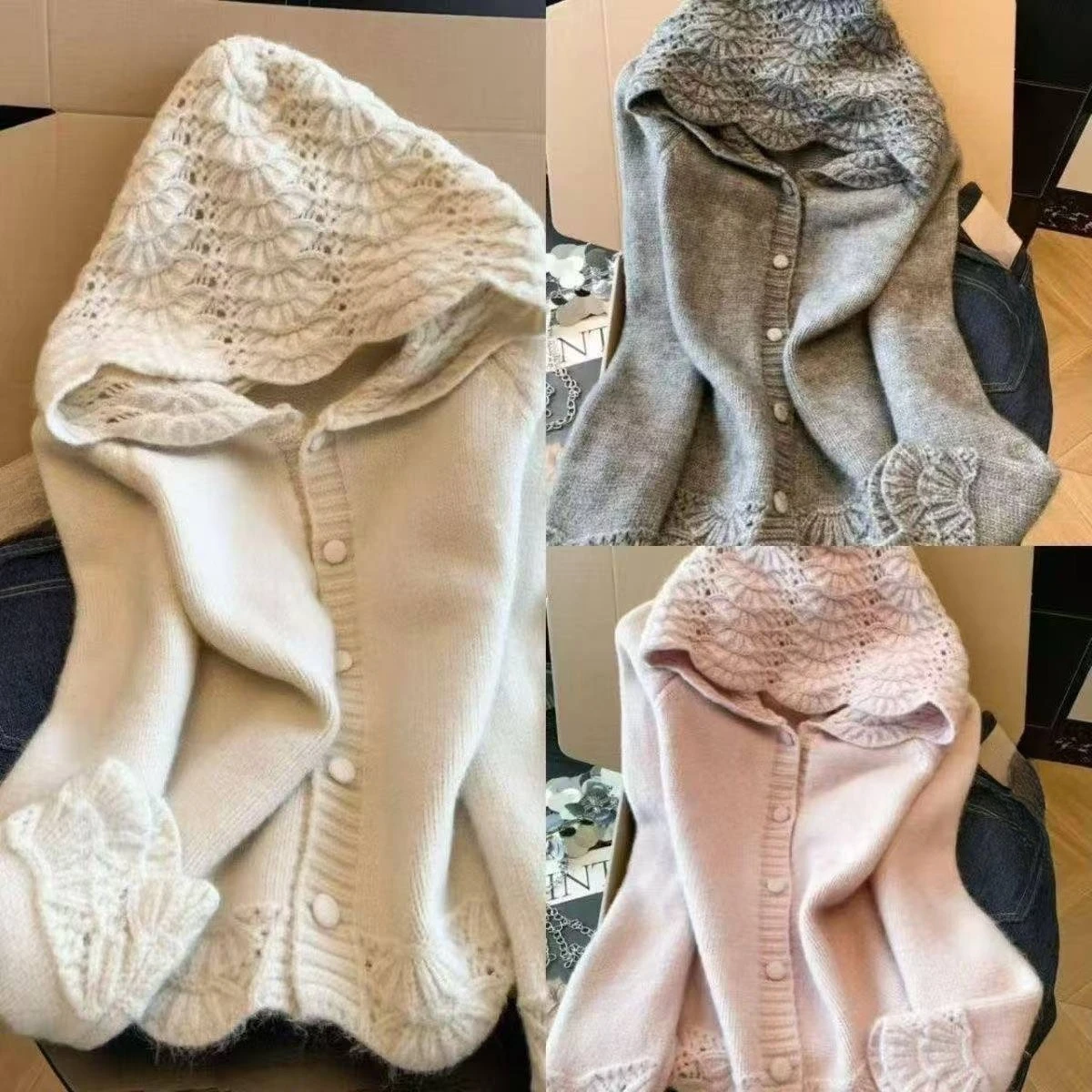 Y2K Aesthetic Sweet Elegant Knitted Sweater Ladies Harajuku Subculture Long Sleeve Hooded Pullover Casual Daily Wear