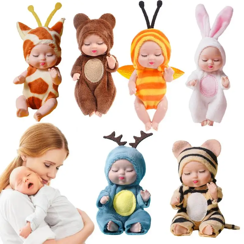 Miniature Doll Toys  Reborn Newborn Doll Soft Realistic Mini Reborn Dolls Toy Animal Design For Banquet Wedding Anniversary