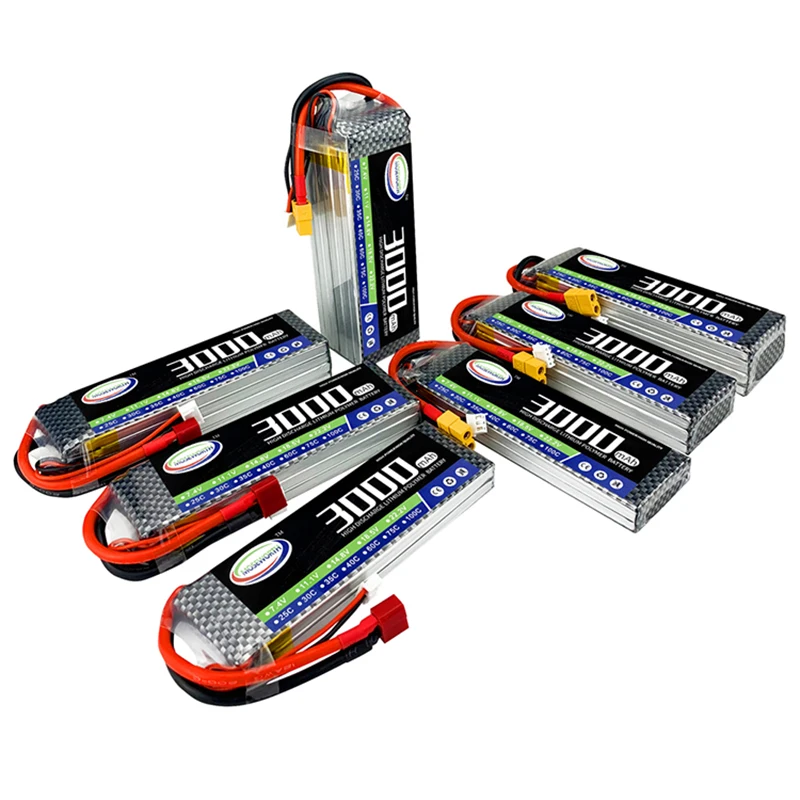 Najlepsza cena 2S/3S/4S/6S 7.4v 11.1v 14.8v 22.2v 3000mah bateria Lipo 30C 40C 60C RC ToyCar łodzie części do dronów z XT60 T Deans