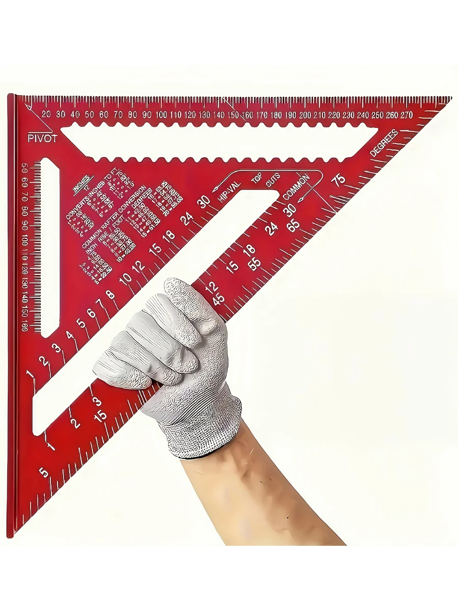 Règle de précision en alliage d'aluminium rouge de 12 pouces |   Construction métallique durable, chercheur d'angle et échelle métrique