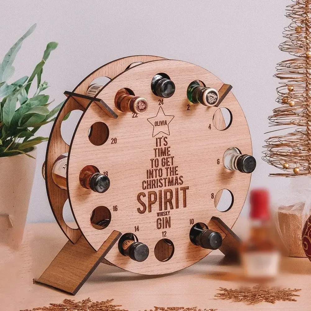 New Christmas Tree-Adult Advent Calendar Holiday Wine Rack Wine And Spirits Gifts Christmas Decoration Home Calendars Decor