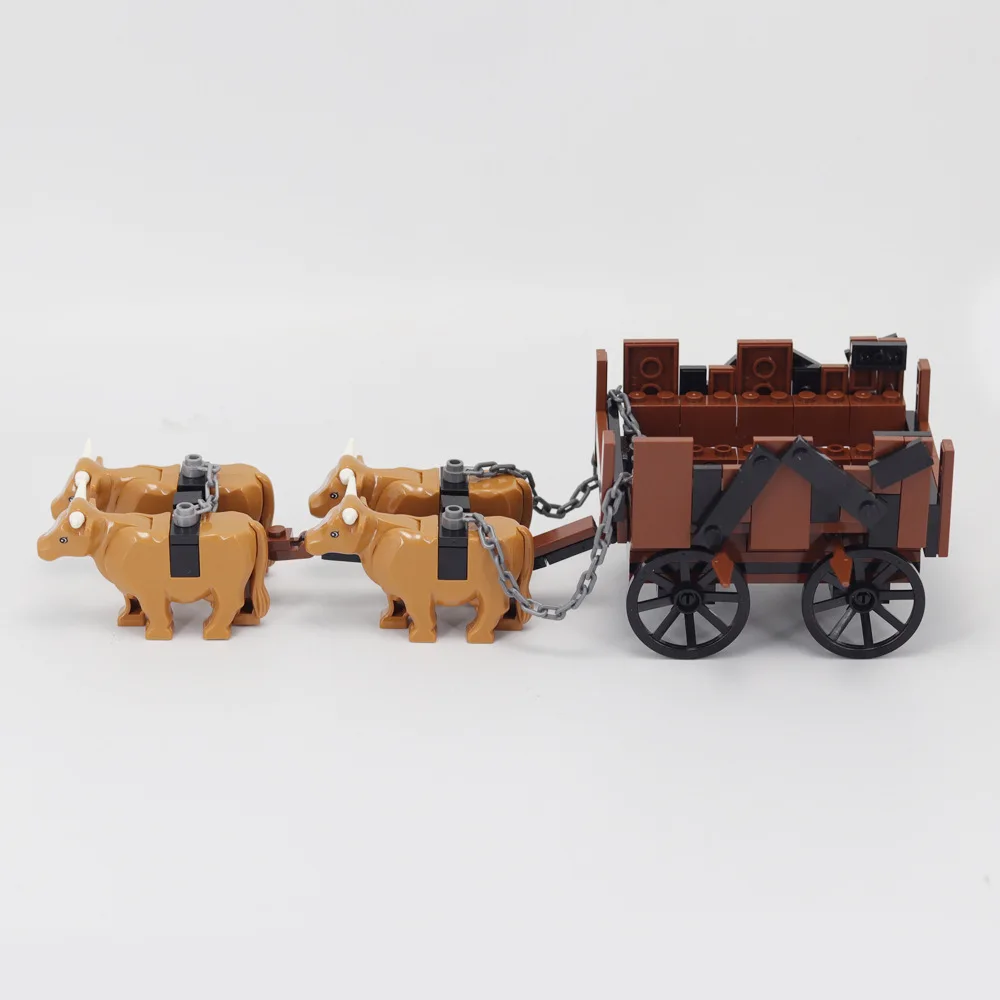 MOC Medieval Military Castle Knight Building Blocks Black White Warhorse Bricks Street View Compatible Figures Toys