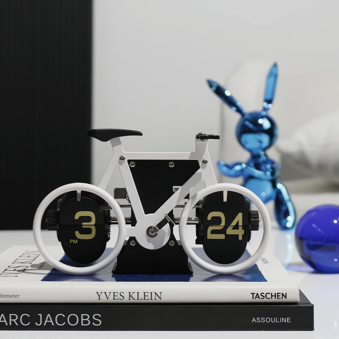 Modern Creative Aircraft Bicycle Automatic Flip Clock Home Office Living Room Study Desktop Decorative Accessories Ornaments