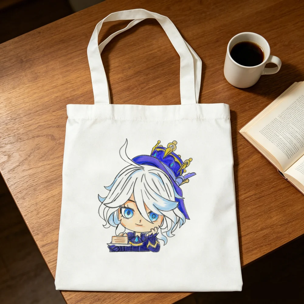 Genshin Impact Furina tote bag sac cabas bolsas de tela personnalisable torba na zakupy shoulder  woman