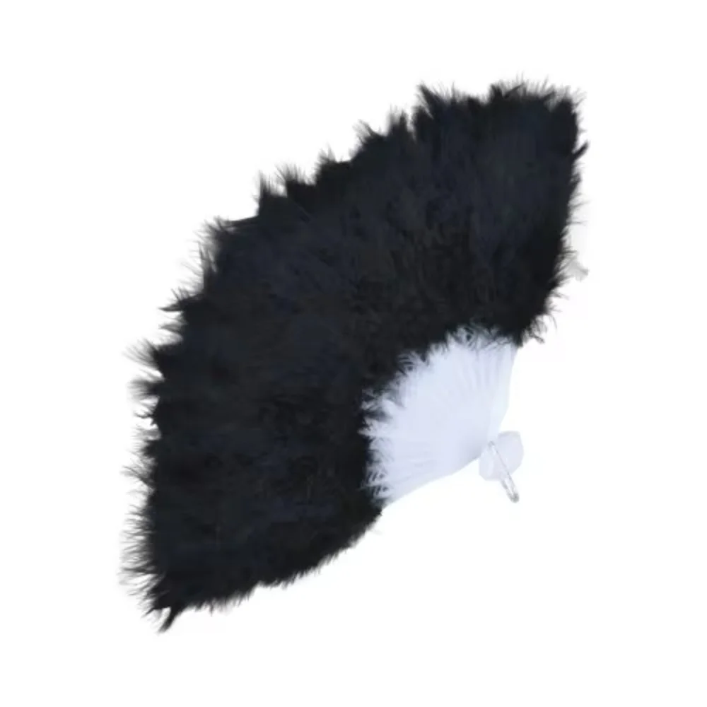 PESENAR خمر الأسود ريشة المرأة زي مجموعة سباركلي عقال ريشة مروحة قفازات رائع موضوع الزي الطرف #5