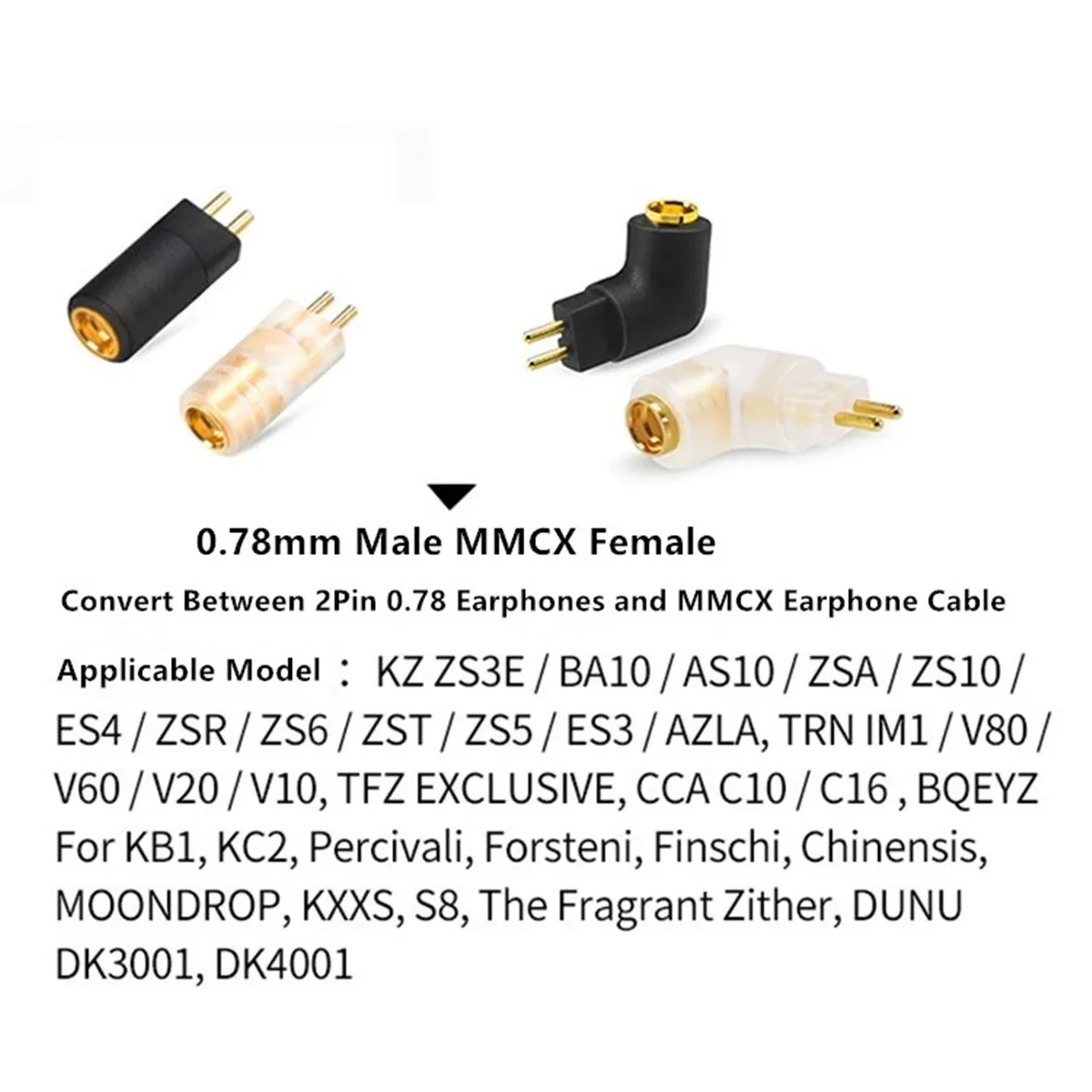 1 Pair MMCX Female Adapter to 0.75/0.78 QDC 2 Pin Connector For ZSN Pro ZS10 Pro NF2u KZ ZSX AS16 CA4 A10 IEMs Earphones Earsets