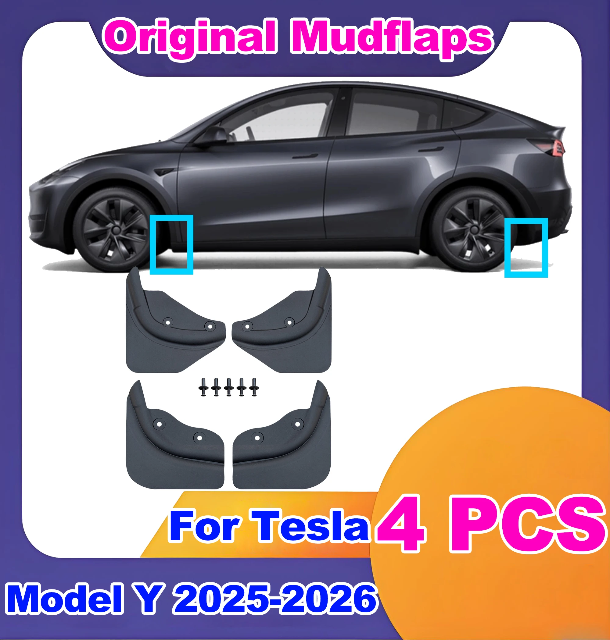 

1 Set Soft Mudflaps For Tesla Model Y 2025 2026 Accessories TPE Mudguards Fender Anti-Snow Anti-Sand Guard Protector Cover