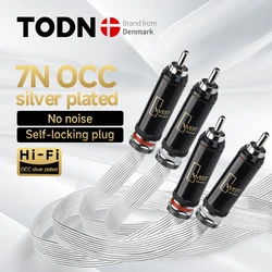 TODN 1 pair 2RCA to 2RCA Audio Cable Hi-End 7N OCC Silver Plated 2RCA HIFI Audio Cables With WBT RCA Plug Cable