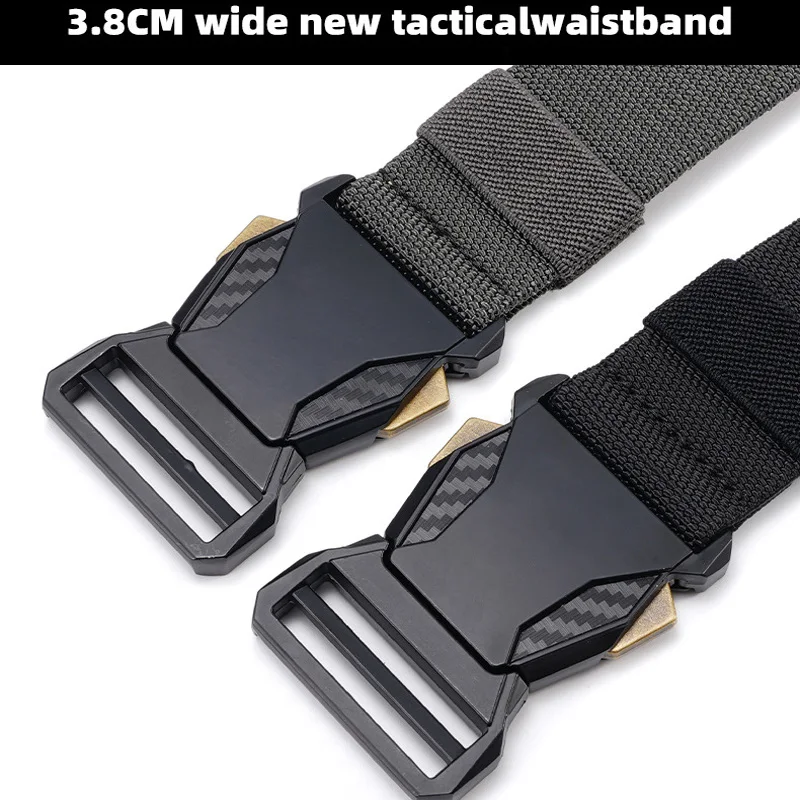 Canvas Tactical Belt Men's Automatic Buckle Quick Release Military Belt Casual Outdoor Training Workwear Pants Waist Belt