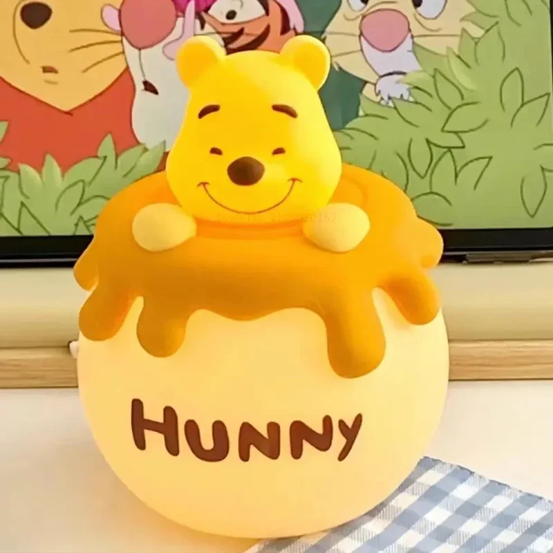 14.9cm Disney Winnie The Pooh Bee Night Light Shape Creative Cute Silicone Soft Cartoon Light Eye Christmas Kid Birthday Gift