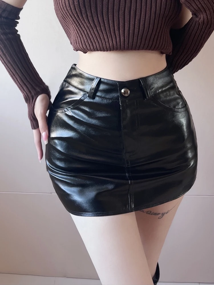 Black Laser Cutout Sleeveless Button Detail Slim Fit  Skirt Sexy Vintage Outerwear Casual High Waist A-Line Skirt