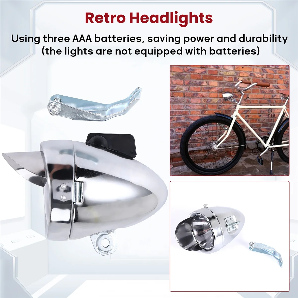 ABHTBicycle قبعة مصباح الدراجة الجبهة ضوء المصابيح الأمامية الرجعية معدن الفضة 6Led المصابيح الأمامية للماء معدات ركوب الخيل دراجة