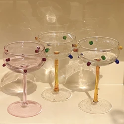 Champagne Coupe Colorful Goblet Glass Sparkling Gem Cocktail Champagne Glass Dessert Drinking Glasses Bar Wine Glasses