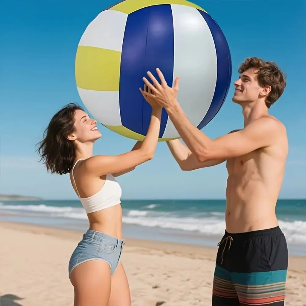 PVC Material Inflatable Volleyball Giant Size Inflatable Design Beach Volleyball Blue Yellow Stripes Heavy Duty Construction