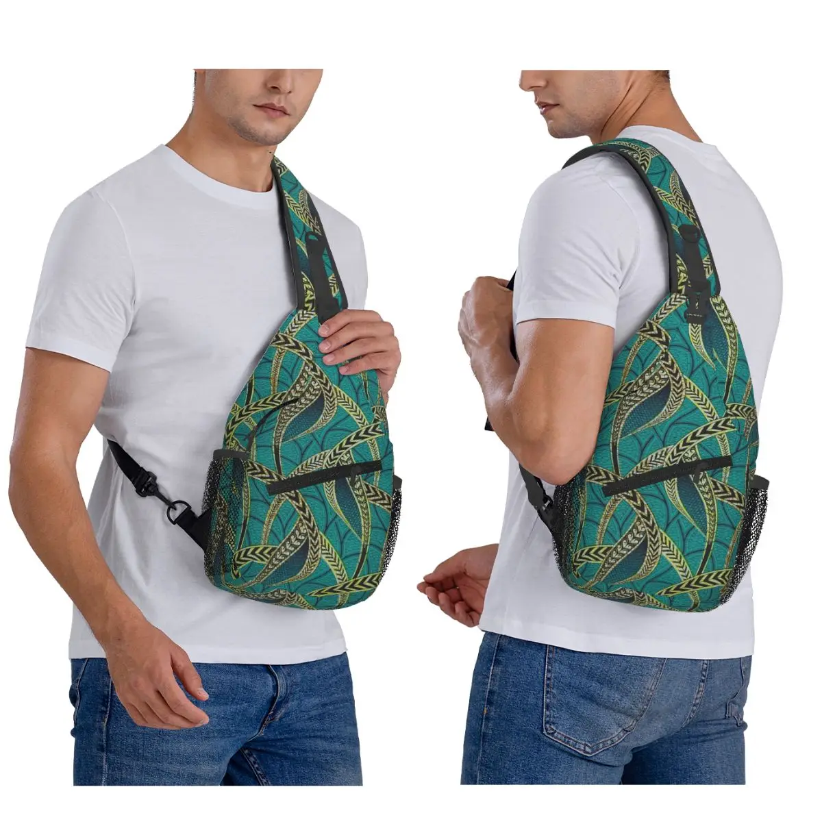 Cool African Ethnic Tribal Art Pattern Africa Ankara Print Chest Bag Men Sling Crossbody Backpack Chest Bag Daypack Shoulder Bag