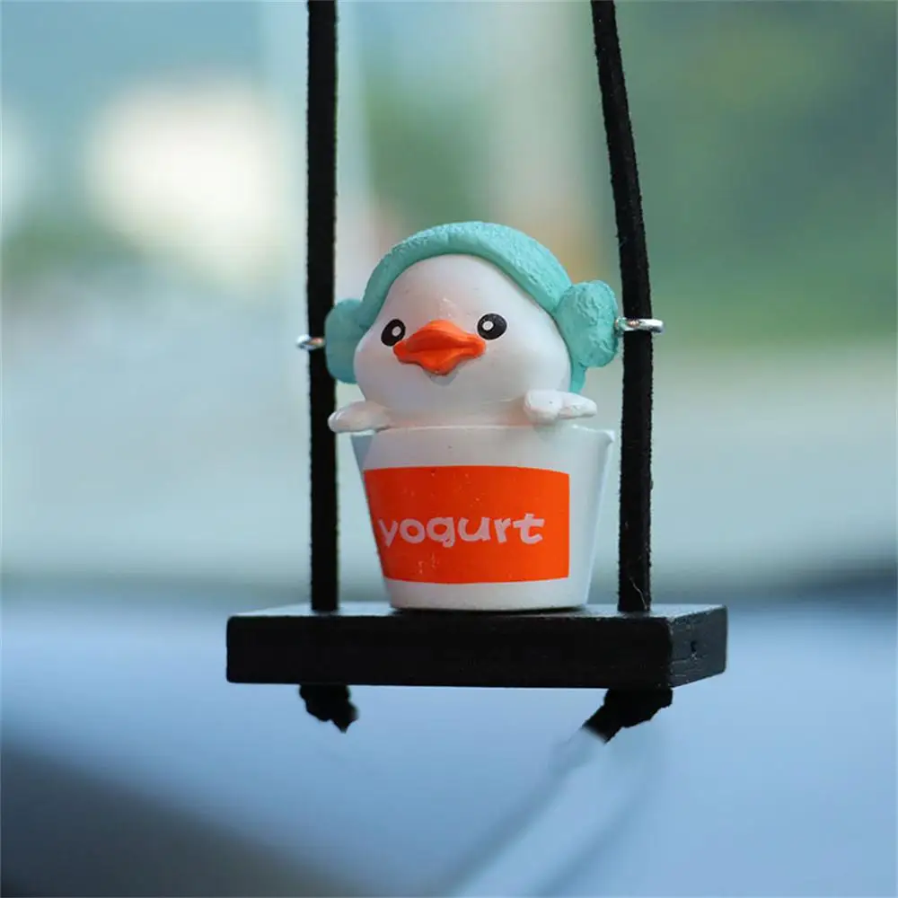 Little Yellow Duck Car Interior Pendant Auto Rearview Mirror Hanging Cute Swing Duck Car Ornaments Car Interior Accessories