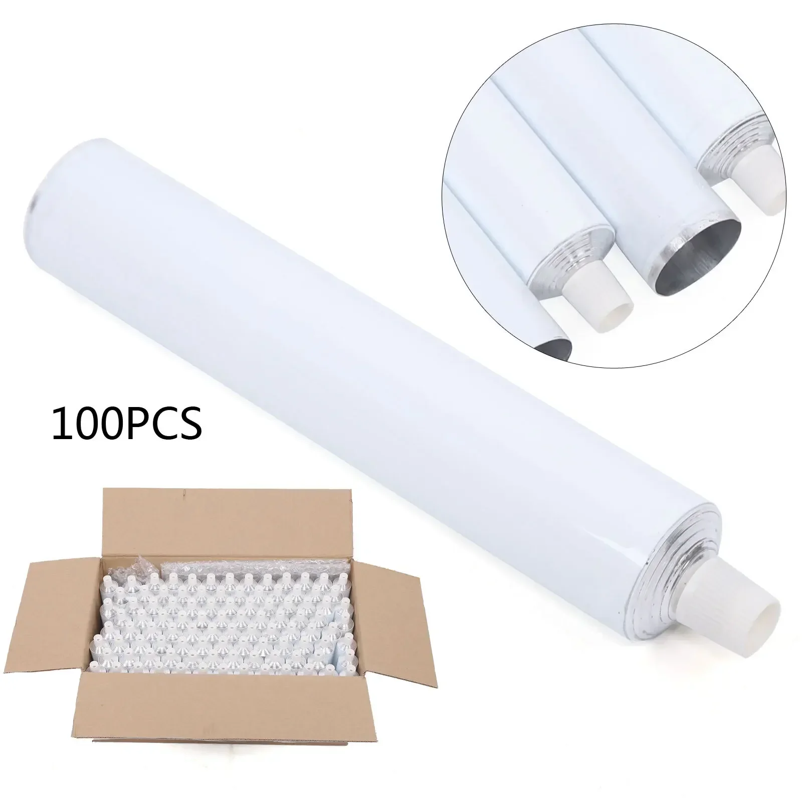 100ml Aluminum Empty Toothpaste Tubes 100 Pack, White Refillable Squeeze Containers for Cosmetics, Travel Toiletries, Lip Gloss