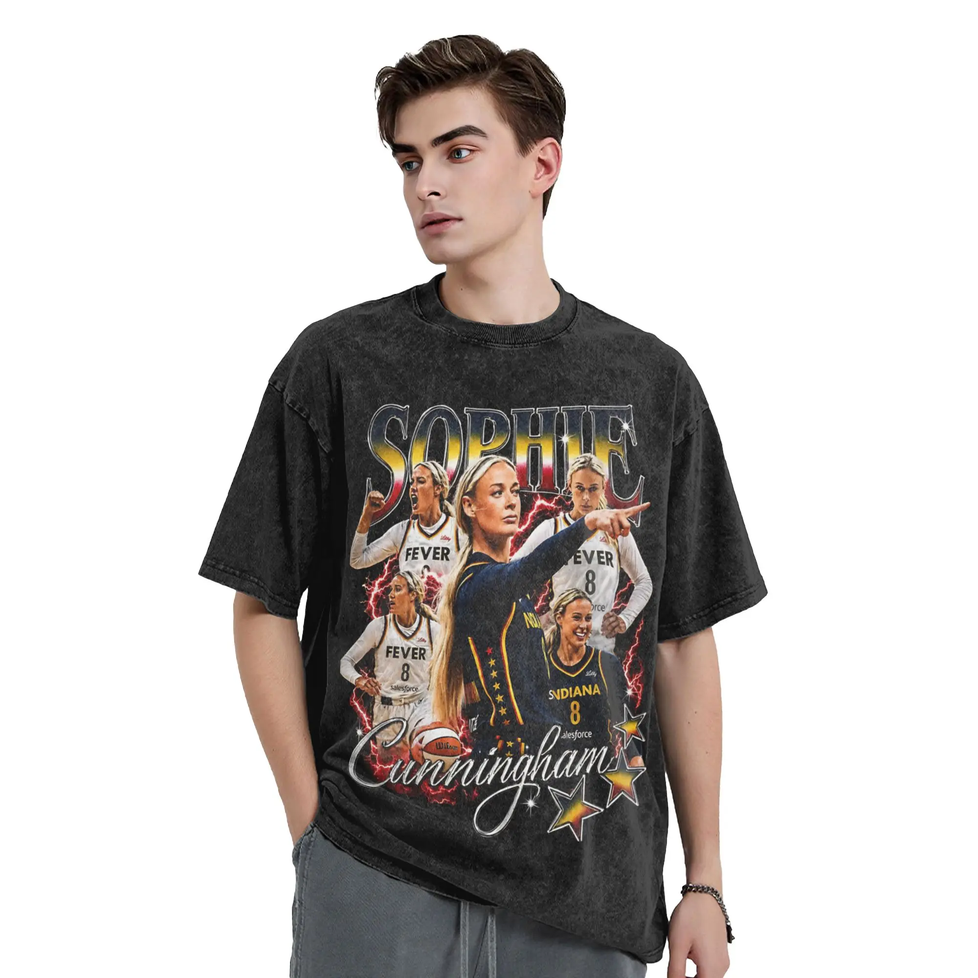 Washed T Shirt Sophie Cunningham Basketball Hip Hop T-Shirt High Street  Streetwear Short Sleeve Summer Tops Tees for Men Women