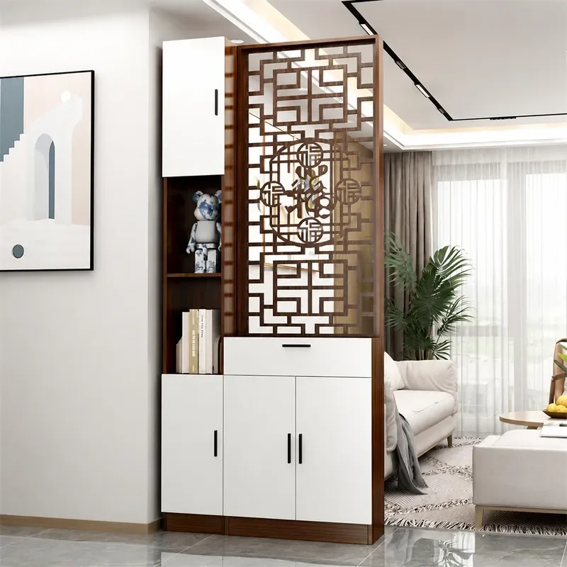 New Chinese Style Entrance Cabinet Screen Partition Shoe and Wine Cabinet Integrated Living Room Door Facing Entrance Rack
