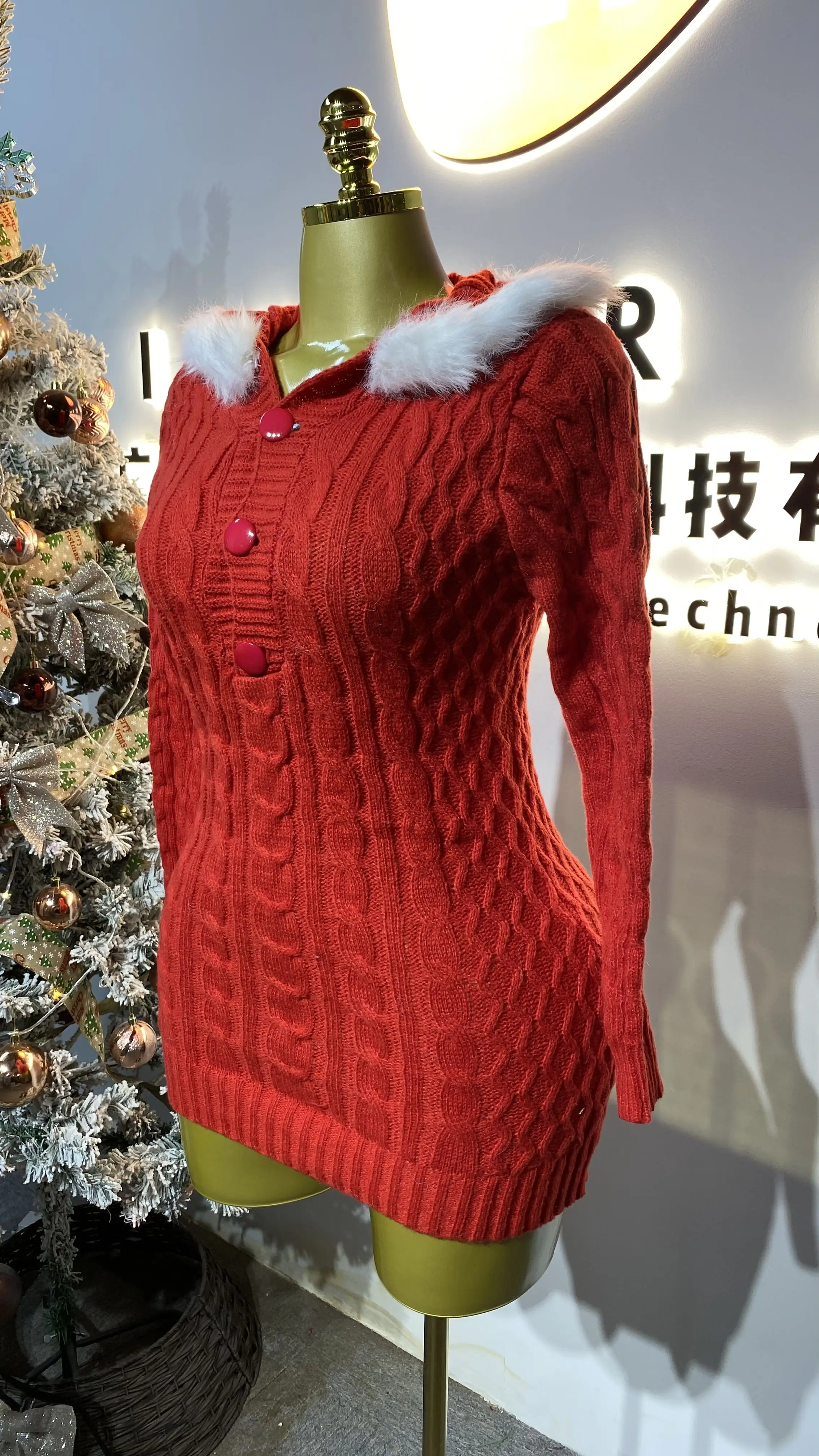 Fashionable 2025 Korean Style Slim Fit Waist-cinching Dress, Tight-fitting Knit Dress-GZXX225