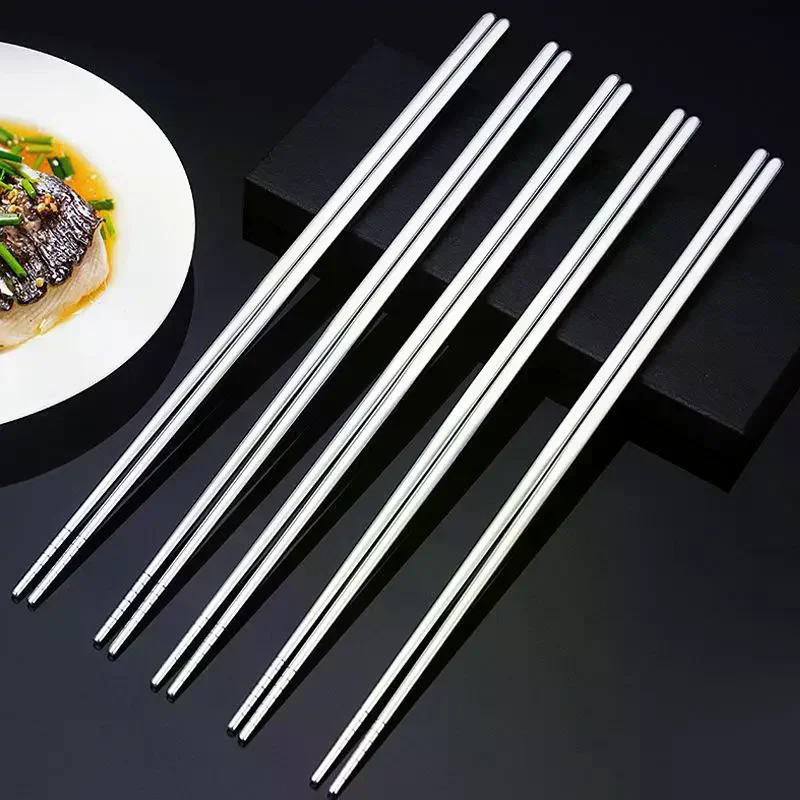 Stainless Steel Chopsticks Non Slip Tip Heat Resistant Reusable Dishwasher Safe For Home Asian Restaurant Daily Use 1Pair