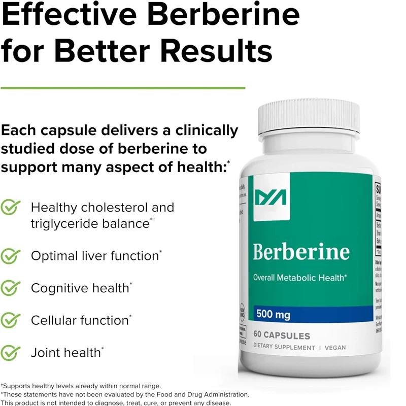 Berberine -60 capsules - Overall metabolic health - Non genetically modified, vegetarian, gluten free -60 servings