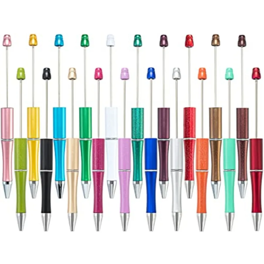 

20 Colors Plastic Beadable Pens, Assorted Bead Pens for DIY PPL Gift with Shaft Ink, 20 Pieces
