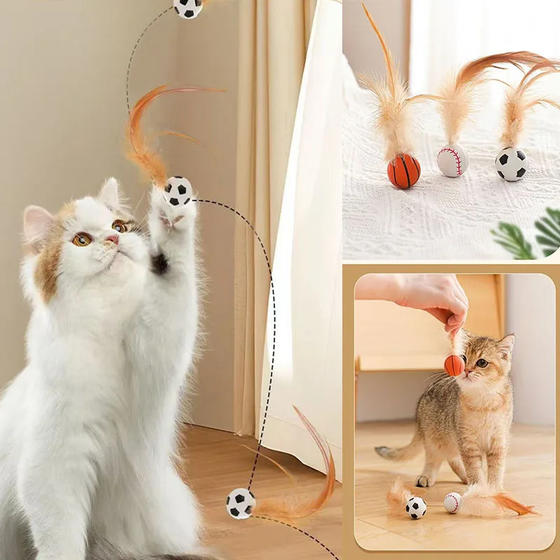 1/3 Stück interaktives Katzenspielzeug, elastischer Ball mit Feder, Katzenspielball, Haustier-Teasing-Zubehör, Indoor-Katzenspiel, Training, Fangspielzeug für Haustiere