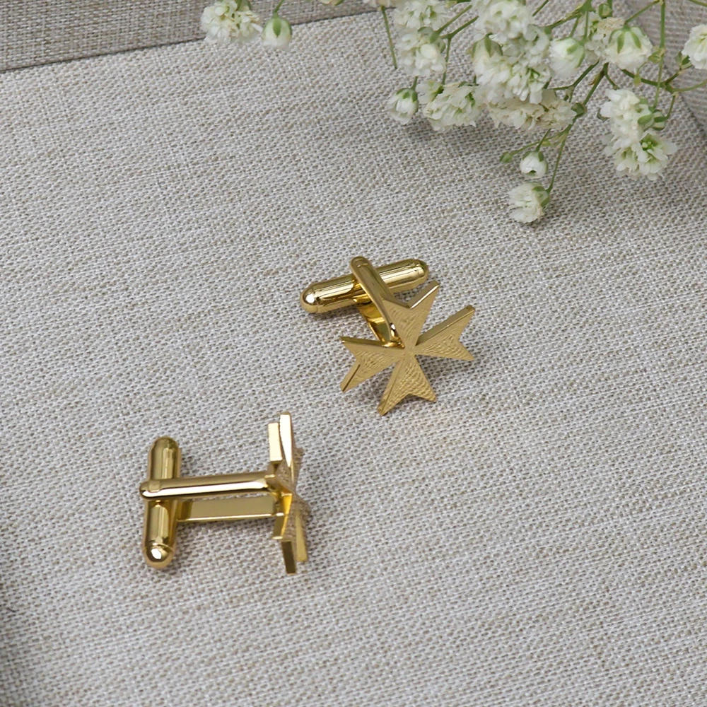 Malta Cross Cufflinks Fashionable and Exquisite Stainless Steel Cufflinks Men's Shirts Suits Lapels Pins Wedding Gifts