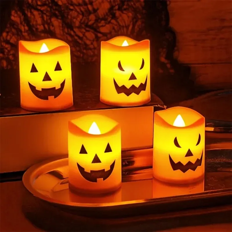 12/1PCS  Halloween LED Candle Lights Ghost Electronic Glowing Pumpkin Lights Festival Party Decor Props Halloween Decorations