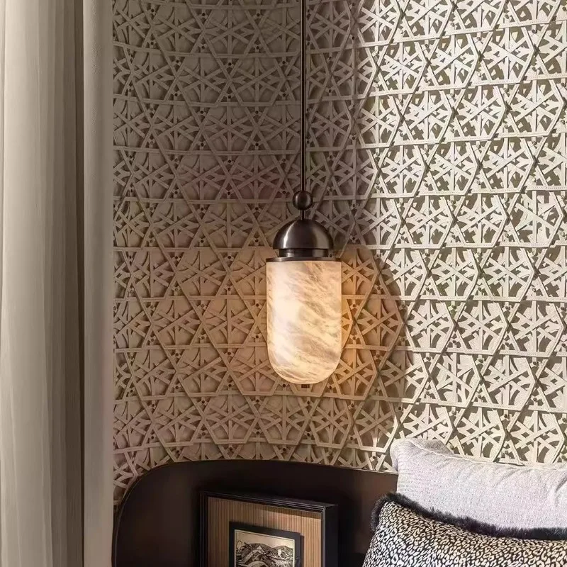 Bedside marble chandelier wabi sandy wind study decorative small chandelier